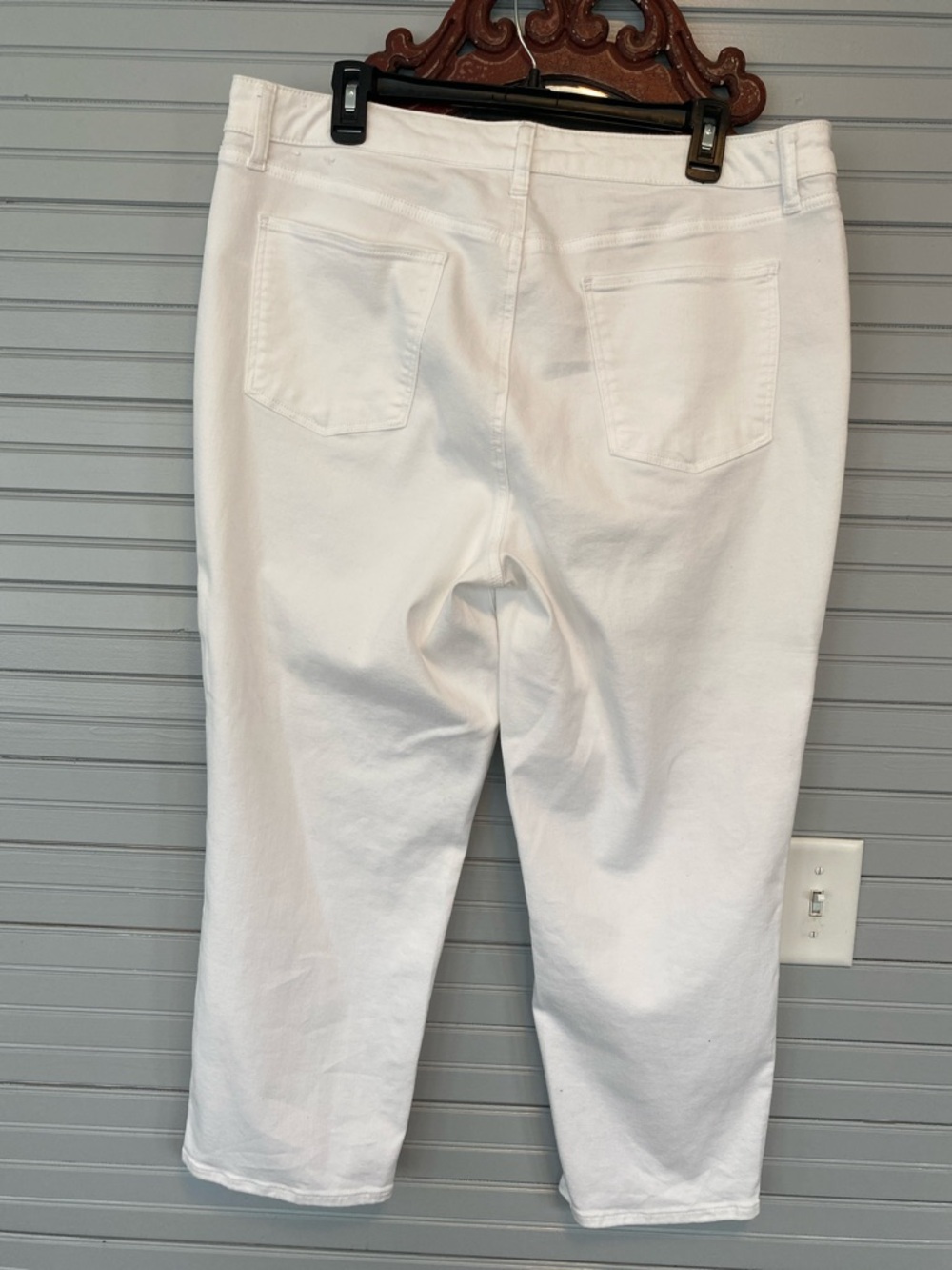 Women's White Stretch Jeans - Classic Straight Leg cropped jean - Picture 2 of 5